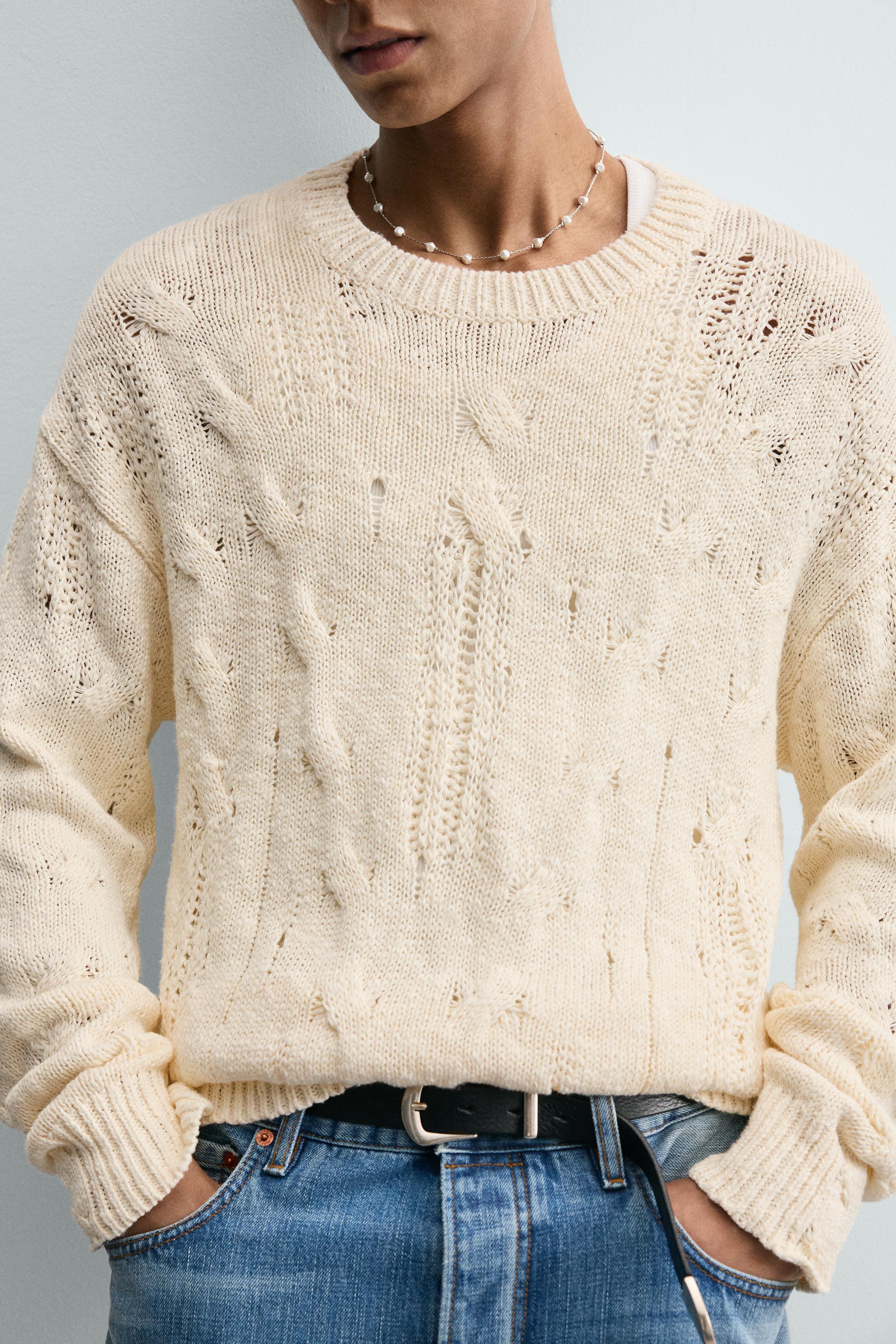 OPEN KNIT CABLE JUMPER - Oyster-white | ZARA United States