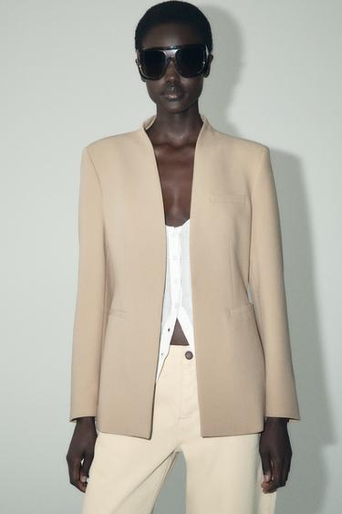 COLLARLESS BLAZER - camel by Zara