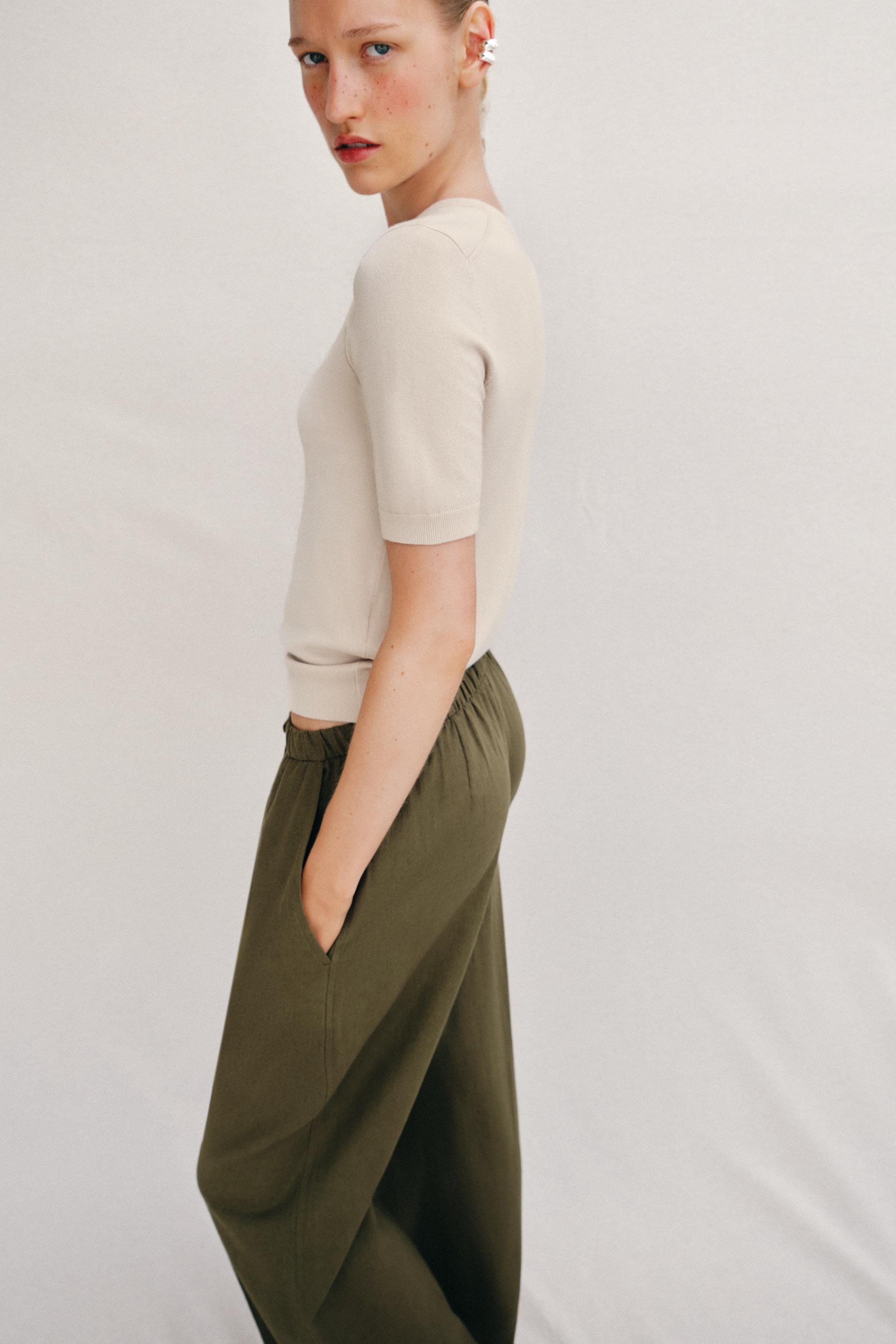 Женские свитеры Zara PLAIN KNIT BASIC SHORT SLEEVE TOP — фото 3