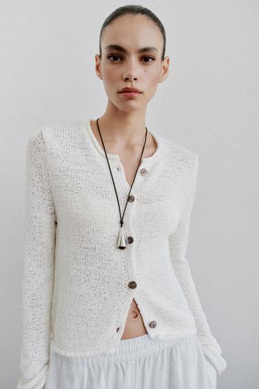 THICK KNIT CARDIGAN - Ecru by Zara