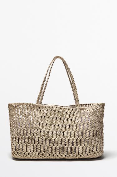 Zara Braided nappa leather shopper bag - White - Image 0