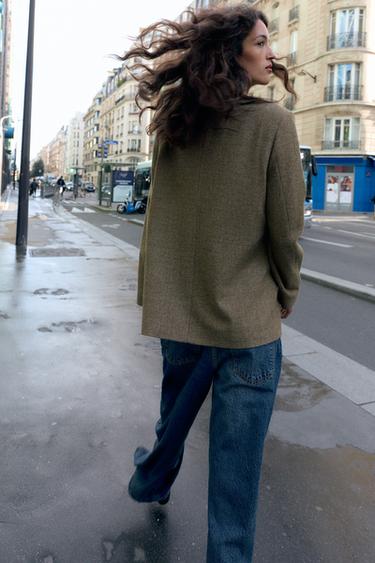 VESTE OVERSIZE CROISÉE À CARREAUX - Verts de Zara - Image 4