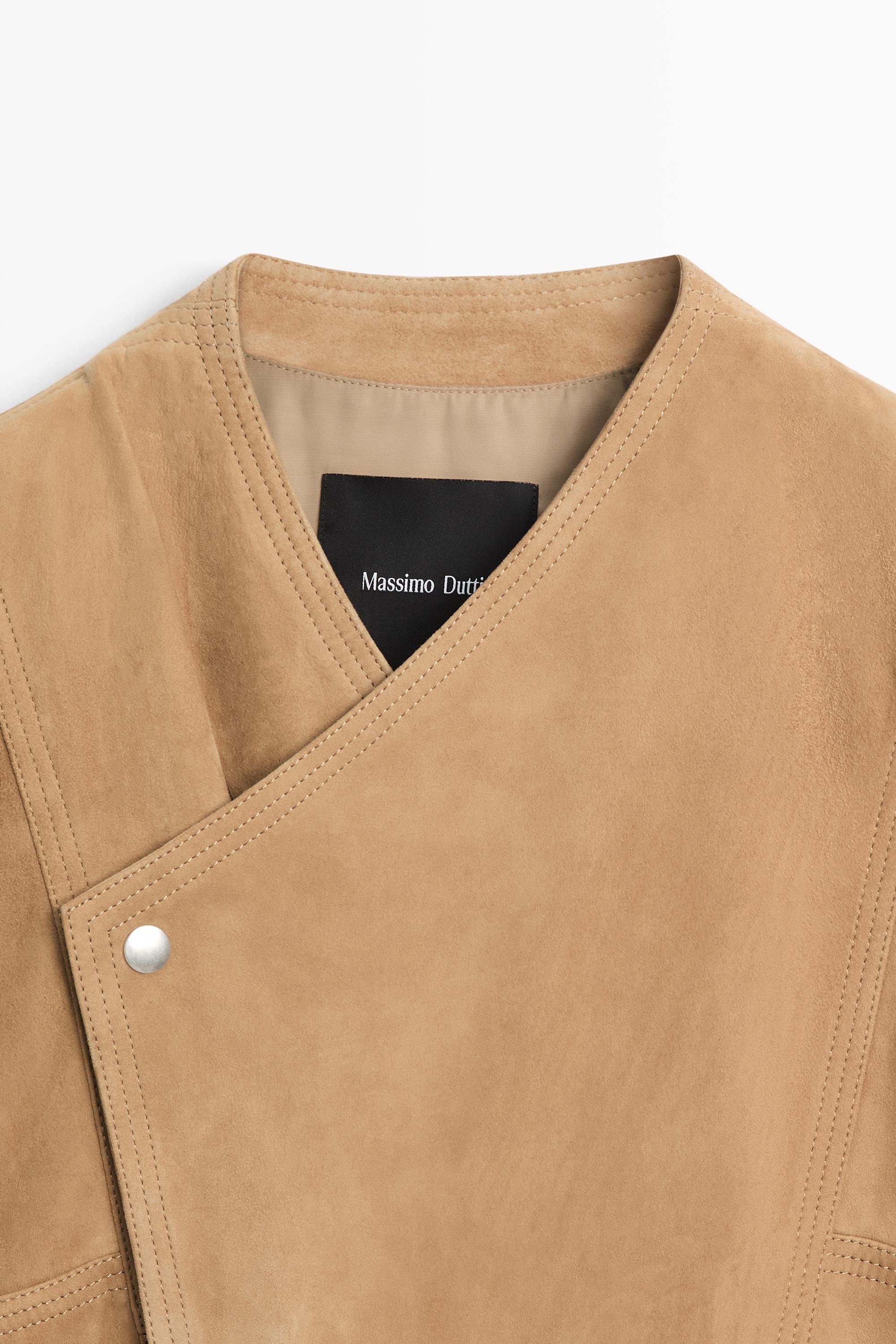 Blouson croisé en cuir suédé