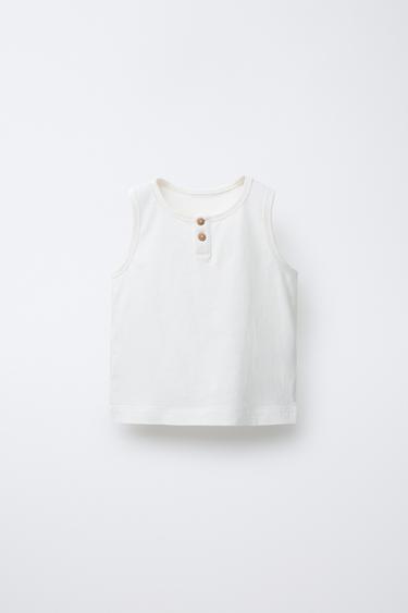 BUTTON DETAIL SLEEVELESS TOP - Ecru by Zara