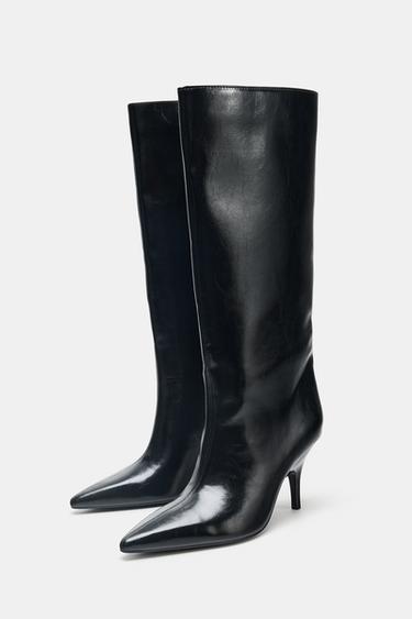 BOTA ALTA TACÓN KITTEN - Negro de Zara