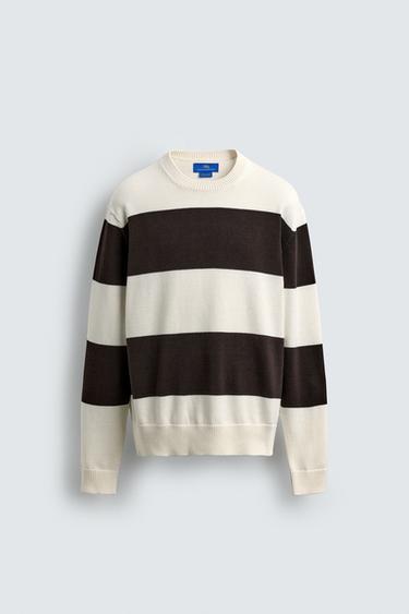 ნაქსოვი მაისური ჟაკარდი ზოლიანი AARON LEVINE X ZARA - Zara-ს Brown / Ecru