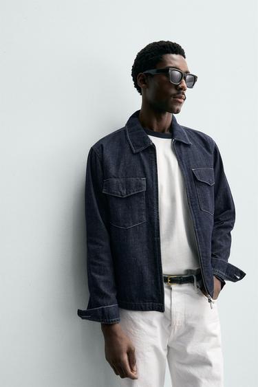 DENIM OVERSHIRT WITH ZIP - Indigo by Zara - Image 5