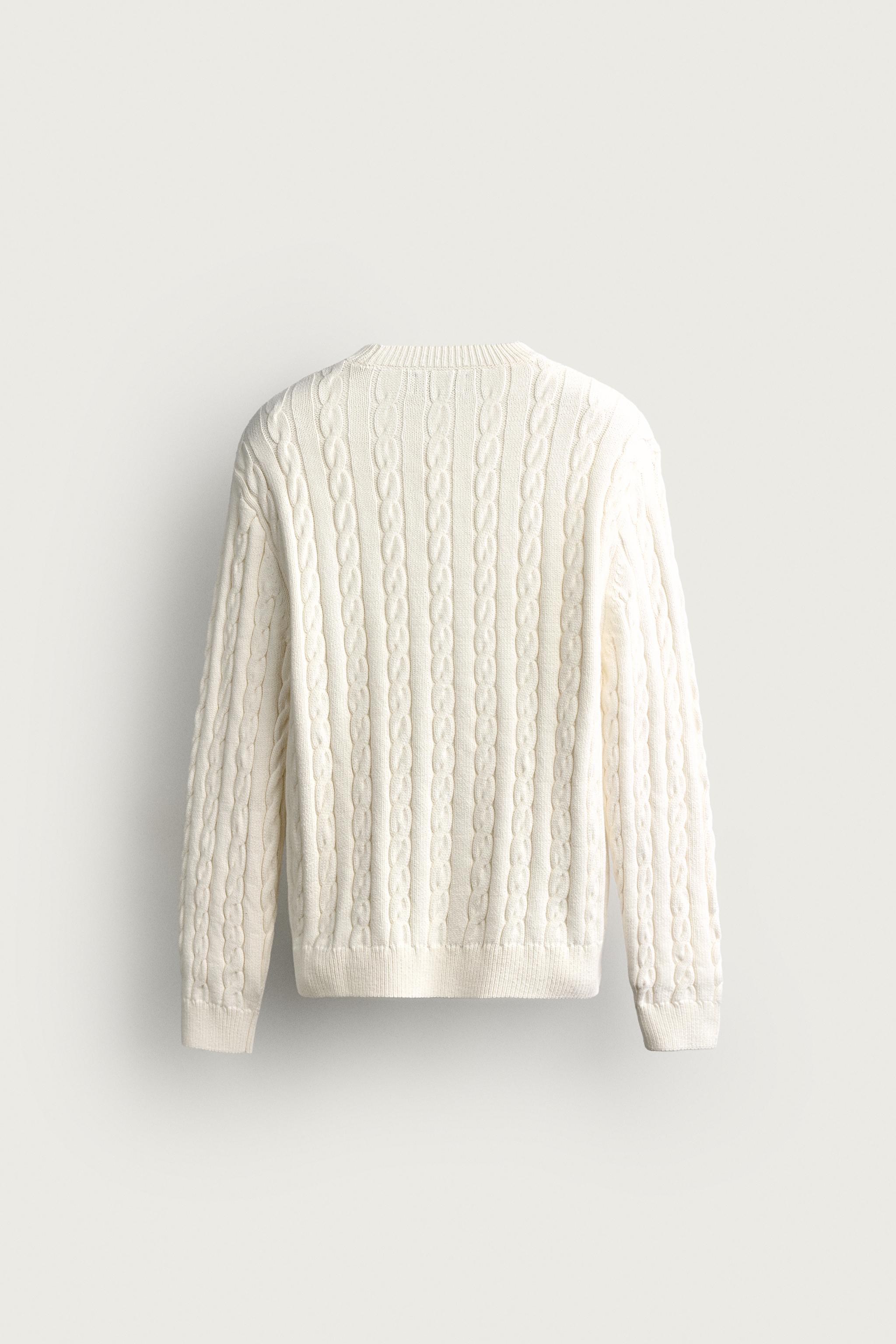 AARON LEVINE X ZARA TEXTURED CABLE KNIT JUMPER — Ecru