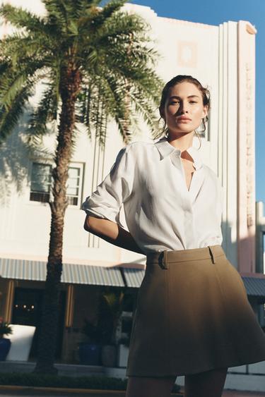 ZW COLLECTION SHORT FLARED SKIRT - Beige by Zara - Image 3