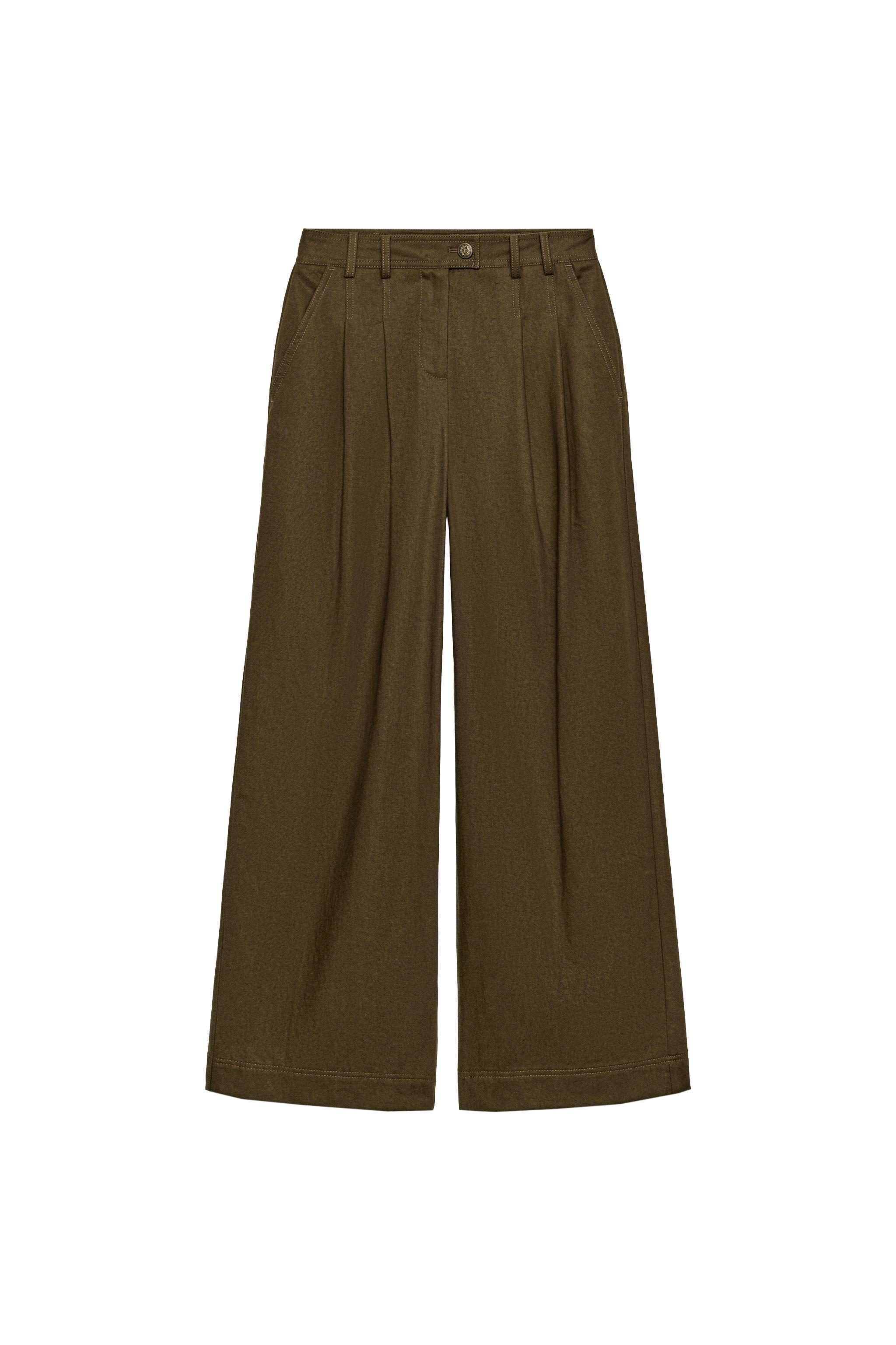 WIDE-LEG PLEATED PANTS