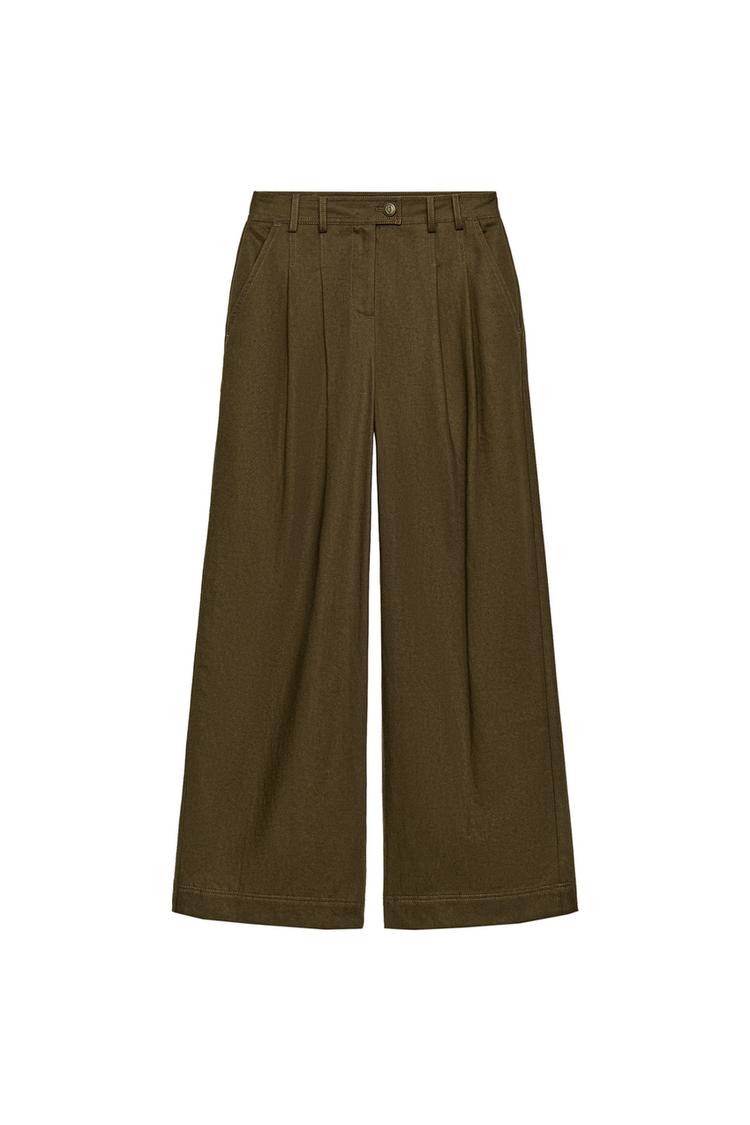 WIDE-LEG DARTED TROUSERS