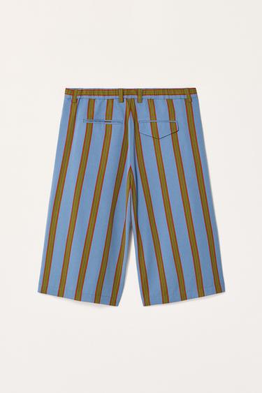 STRIPED RELAXED FIT BERMUDA SHORTS LIMITED EDITION - Blue / Green by Zara - Image 6