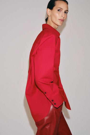 ZW COLLECTION POPLIN SHIRT - Red by Zara - Image 2