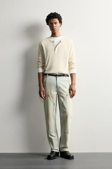 Zara VINTAGE-WASH CARPENTER PANTS - Blue - Image 0