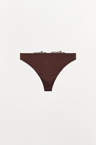 CULOTTE SATINÉE DENTELLE - Marron de Zara - Image 6