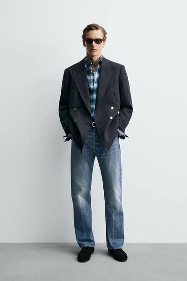 BLAZER CRUZADA 100% LANA AARON LEVINE X ZARA - Marino de Zara - Imagen 0