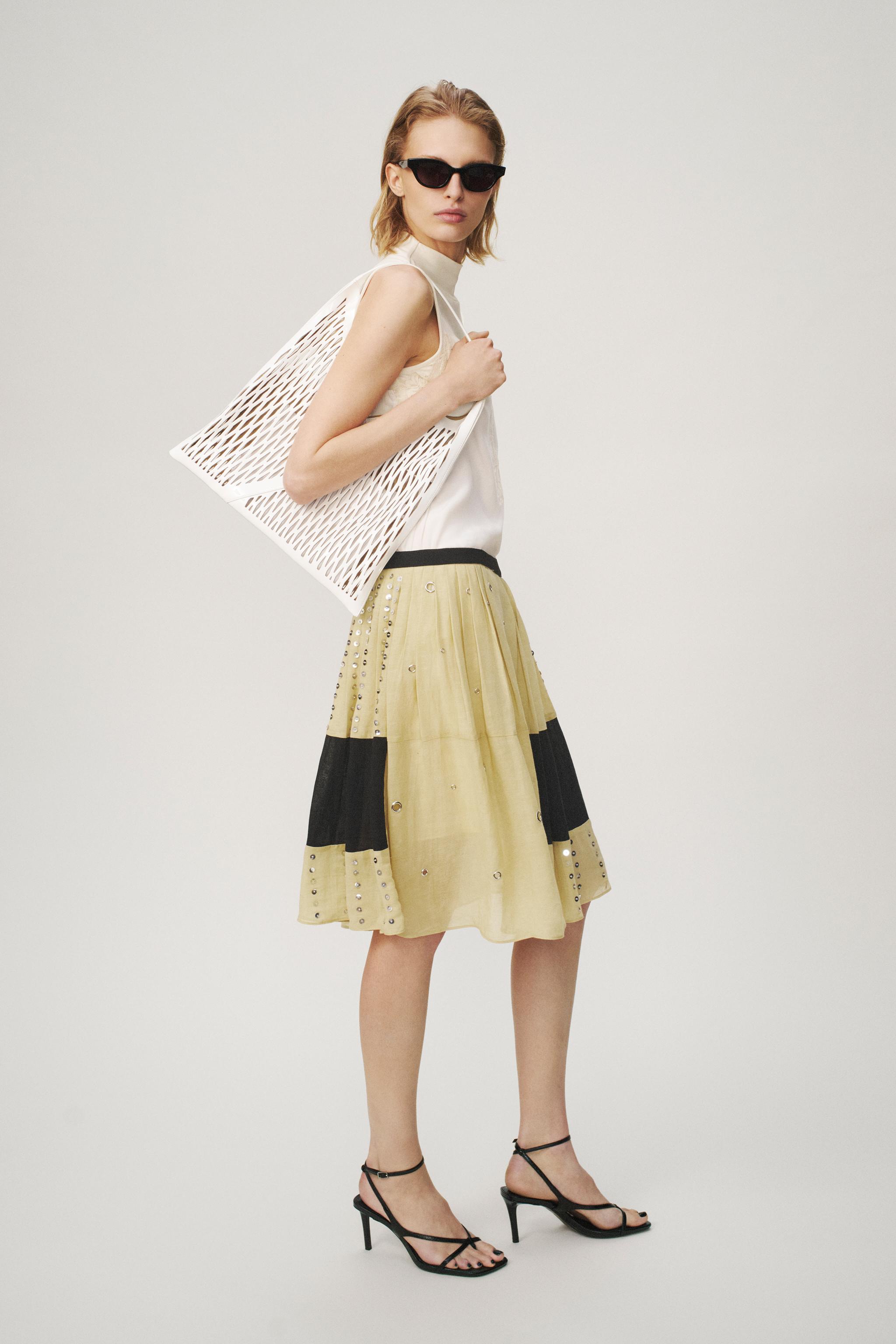 Женские юбки Zara LINEN-BLEND BEADED SKIRT - THE ITEM — фото 7