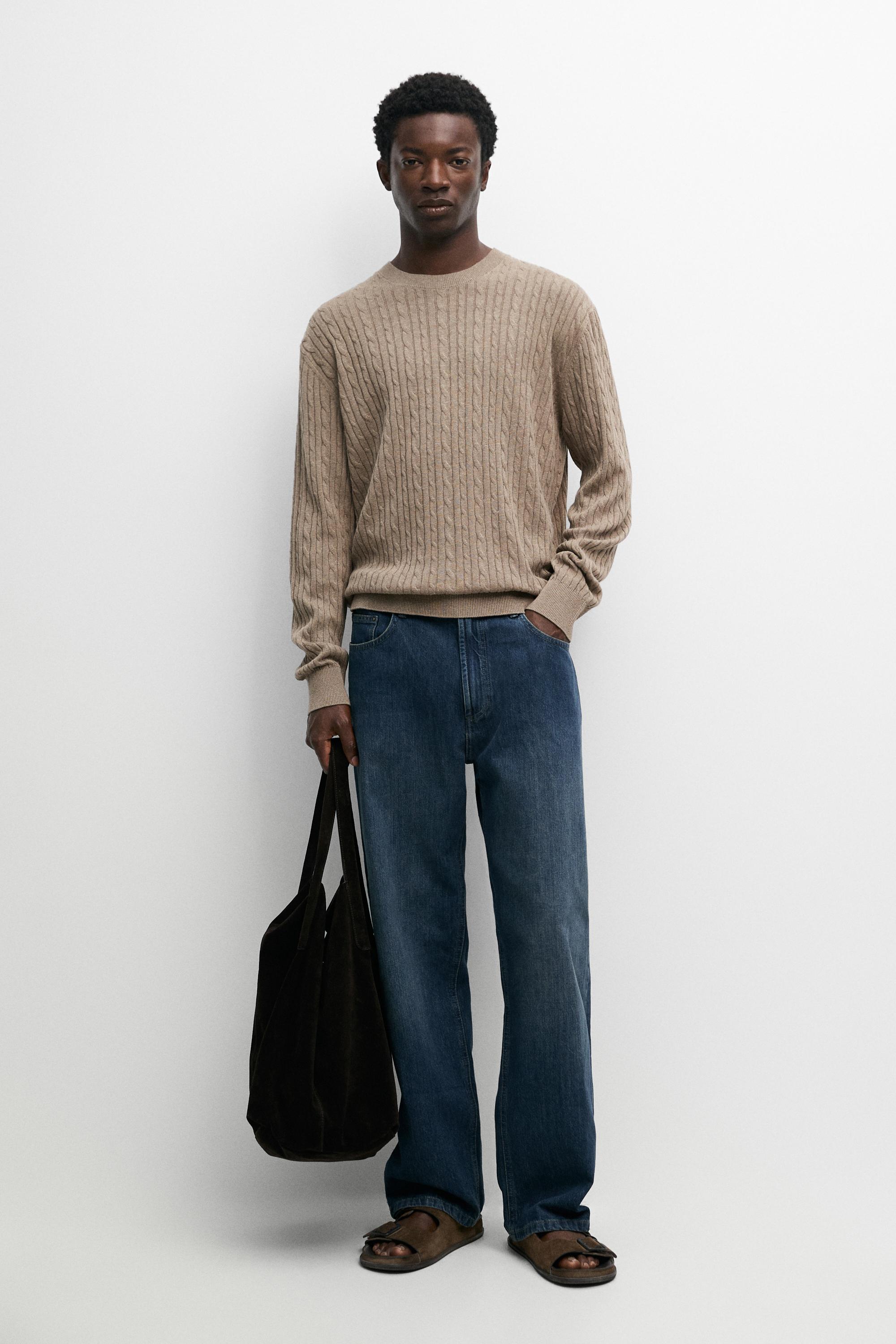 Cotton blend cable-knit sweater