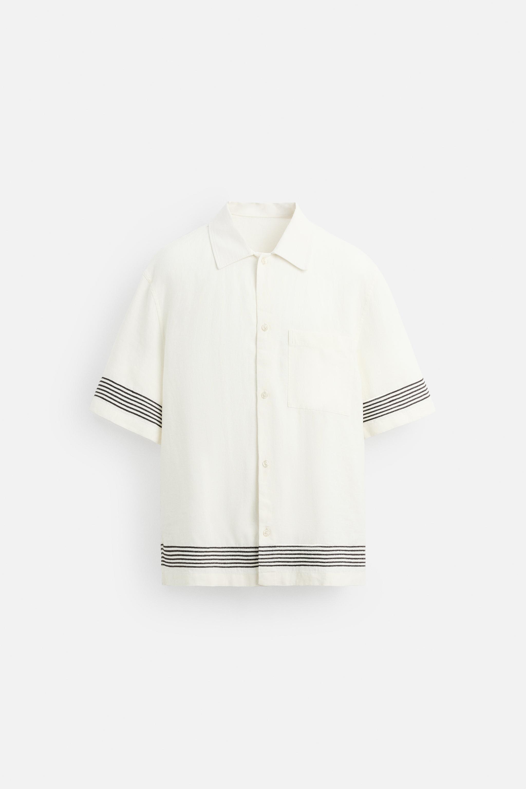 100% LINEN STRIPE SHIRT - Oyster-white | ZARA United States 100% LINEN STRIPE SHIRT - Oyster-white | ZARA United States