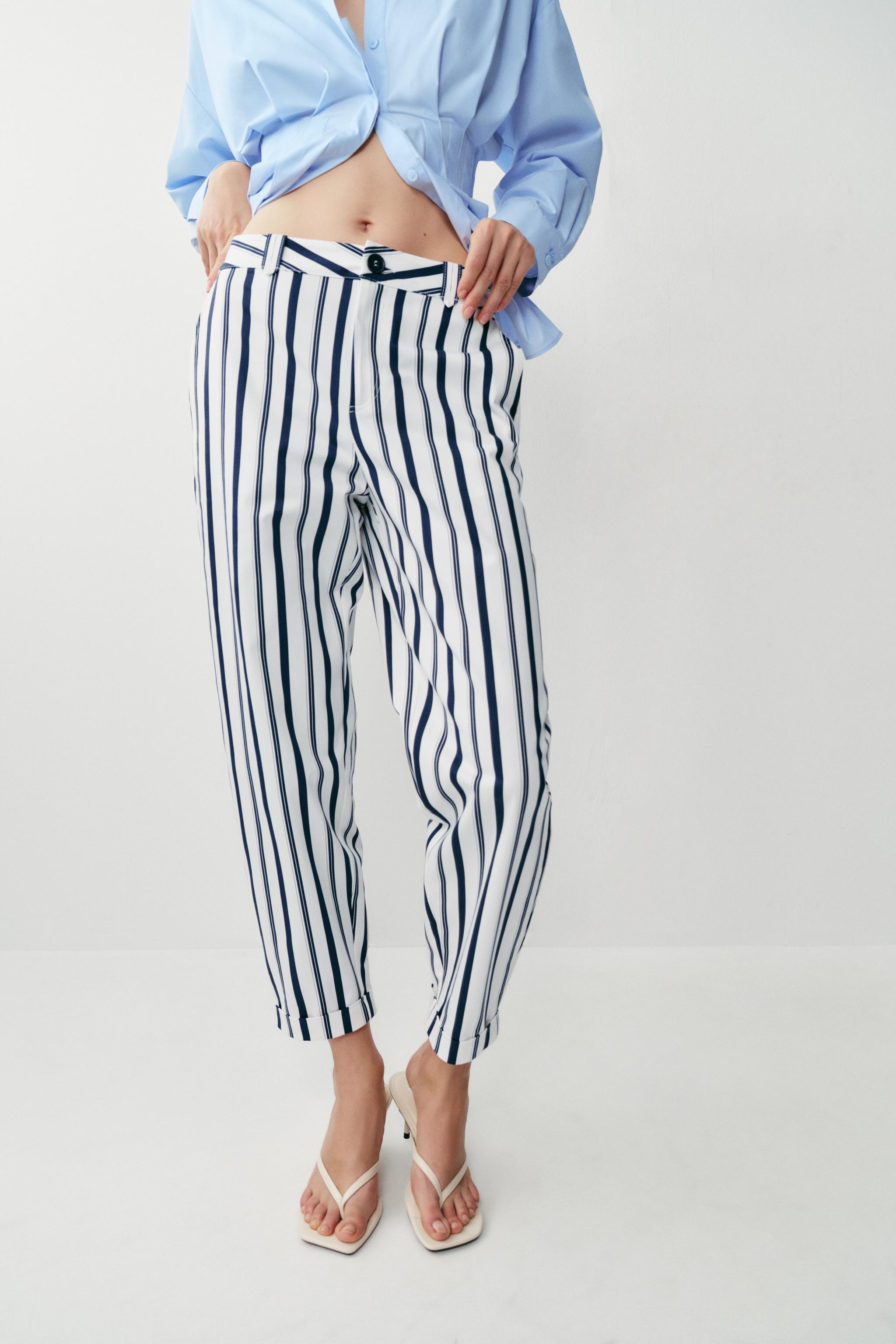 Женские брюки Zara STRIPED CHINO PANTS — фото 2
