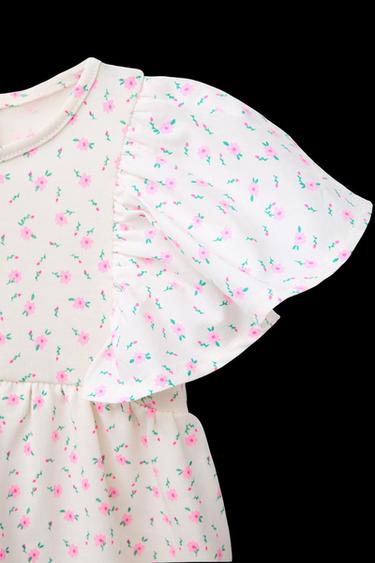 KLEID MIT MATERIALKOMBINATION UND VOLANTS - Rosa von Zara