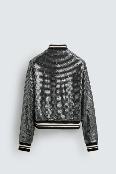 BLOUSON BOMBER PAILLETTES - Noir / Argent de Zara - Image 8
