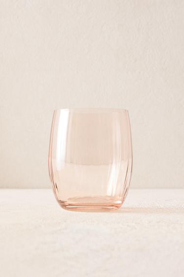 CRYSTALLINE TUMBLER WITH RAISED DESIGN - Pink by Zara