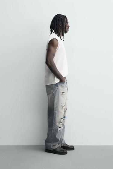 RIPPED LOOSE FIT JEANS - Light blue by Zara - Image 3