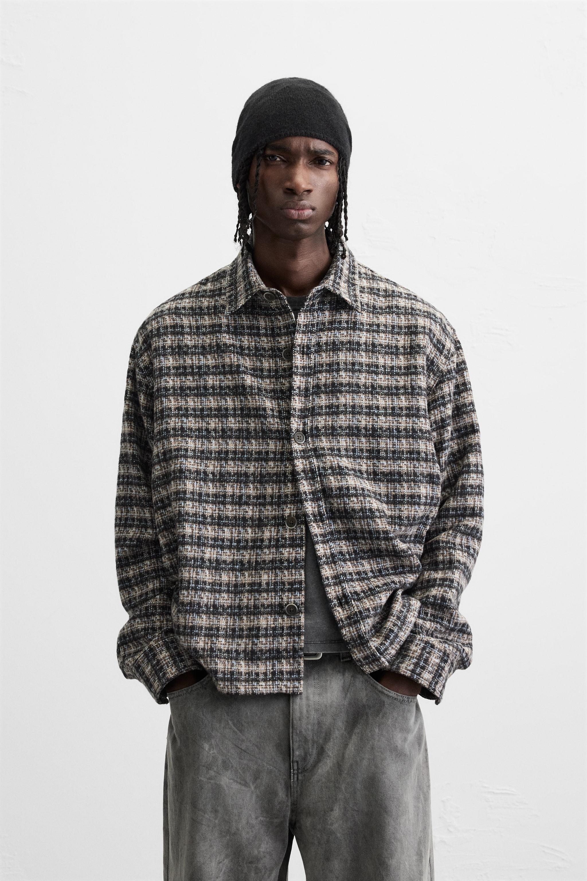 Zara STRUCTURED store OVERSHIRT WITH FRAYED EDGES