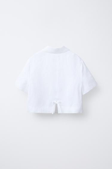 VESTE COURTE 100 % LIN - Blanc de Zara - Image 1