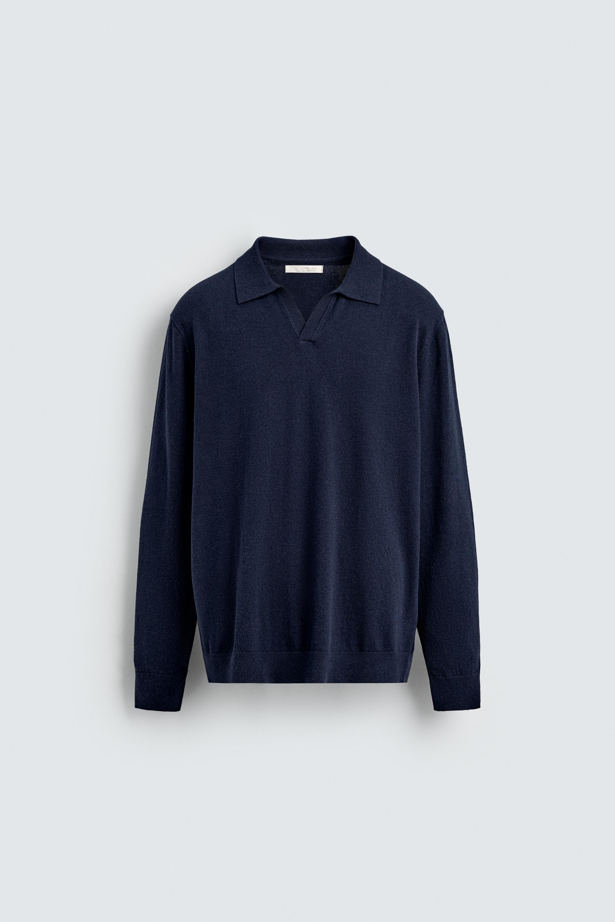 TEXTURED KNIT POLO SHIRT - Navy blue | ZARA Canada