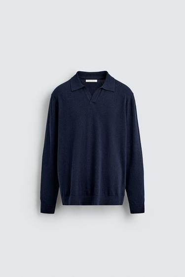 POLO EN MAILLE STRUCTURÉE - Bleu marine de Zara