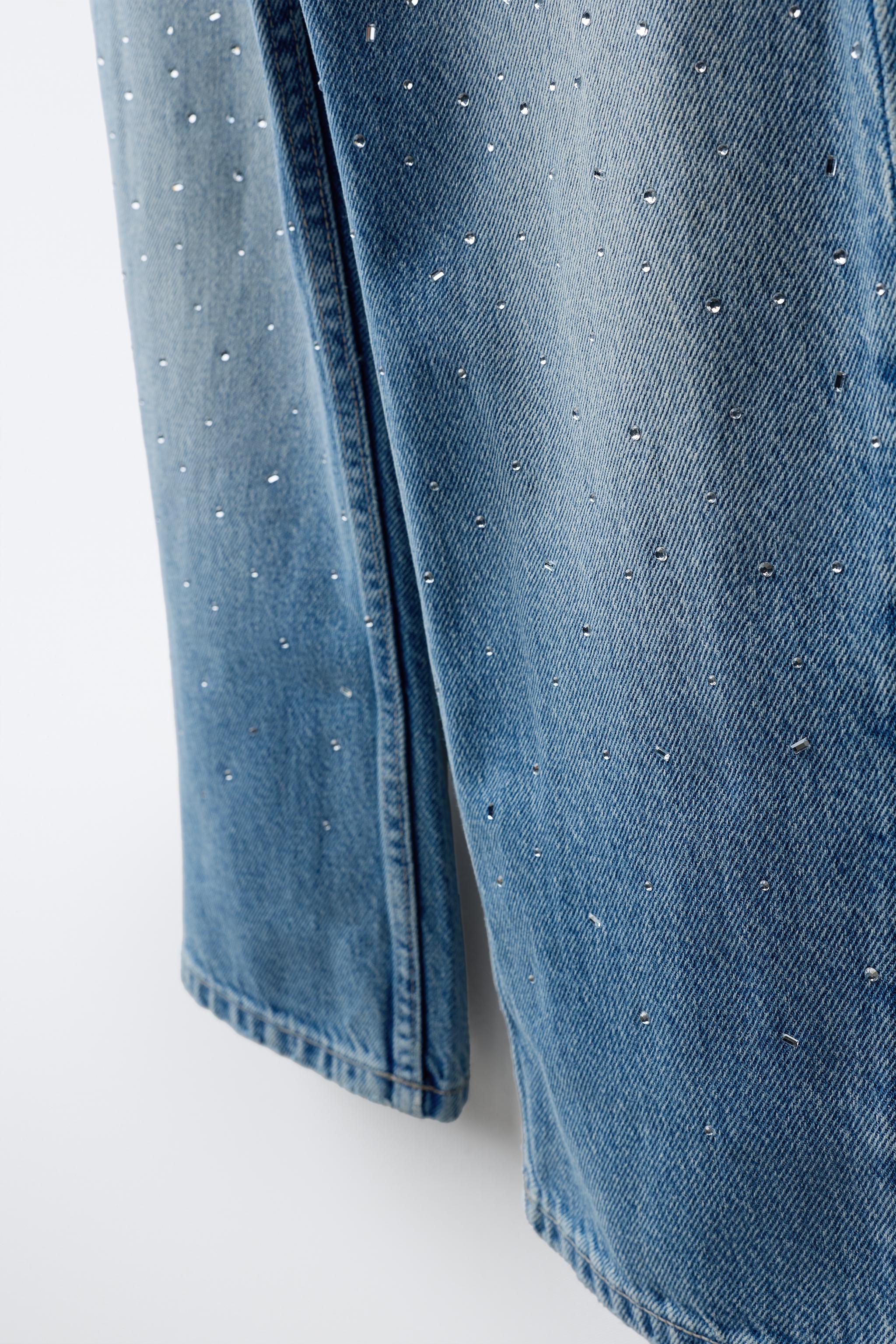 RHINESTONE BARREL JEANS