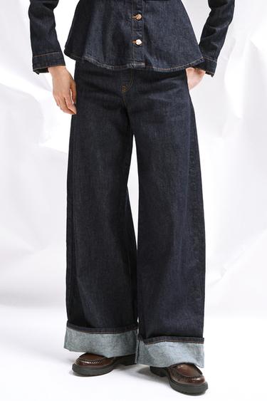 JEANS Z1975 STRAIGHT ハイウエスト ターンアップブルーZaraのJEANS Z1975 STRAIGHT ハイウエスト ターンアップ - ブルー 