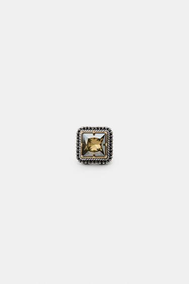 MAXI-RING, ECKIG, MIT SCHMUCK-APPLIKATION - Gold / Silber von Zara