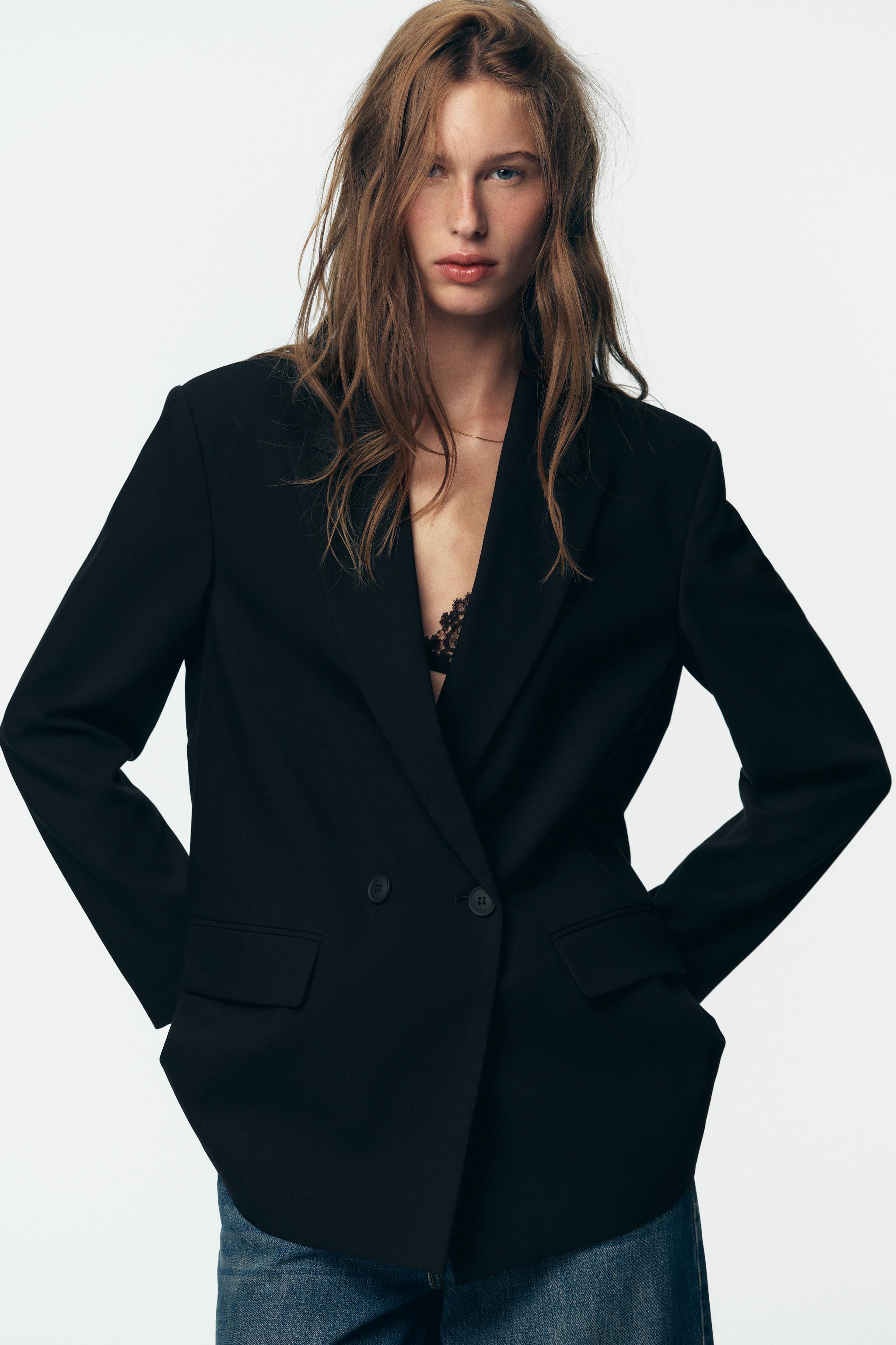 Yves Saint Laurent 黒 ダブルブレストジャケット 一部追加予約》quaranciel:〈洗濯機可能〉ハンサム ダブル