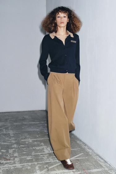 ZW COLLECTION DARTED CHINO TROUSERS - camel by Zara