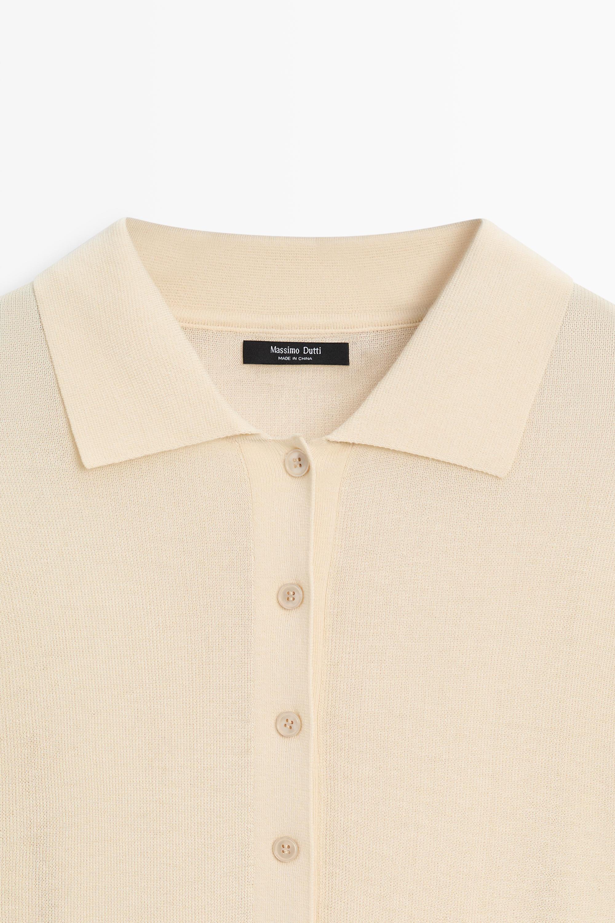 Cotton and silk blend polo sweater