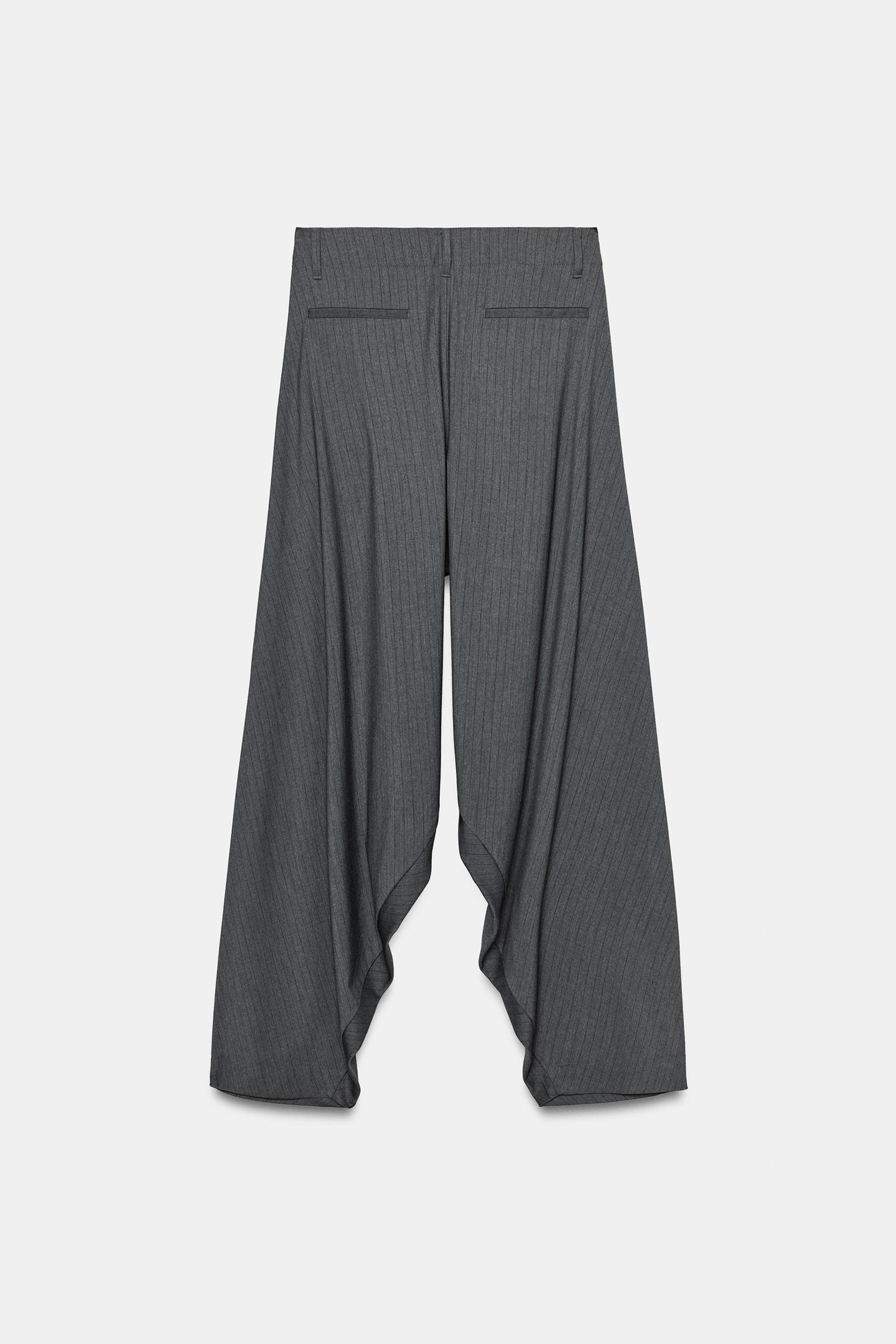 Женские брюки Zara Pinstripe Volume, цвет: Серый — фото 7
