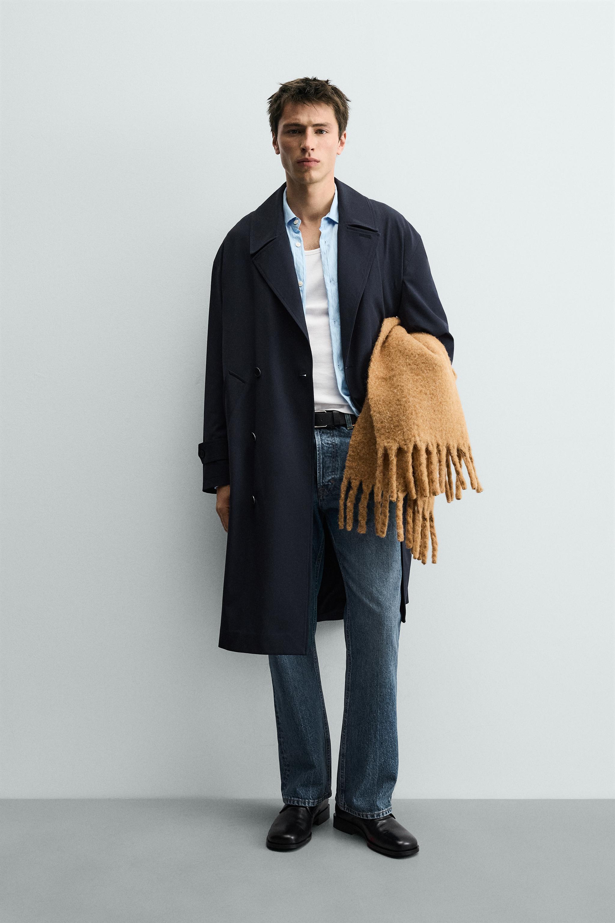 TRENCH FLUIDO CRUZADO - azul-marinho | ZARA Brasil