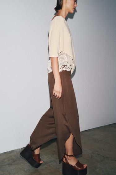 ASYMMETRIC COMBINED KNIT TOP - Ecru by Zara - Image 5