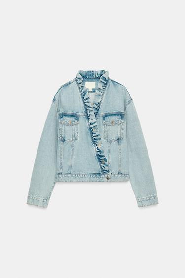 CAZADORA DENIM VOLANTES ZW COLLECTION - Azul de Zara - Imagen 0