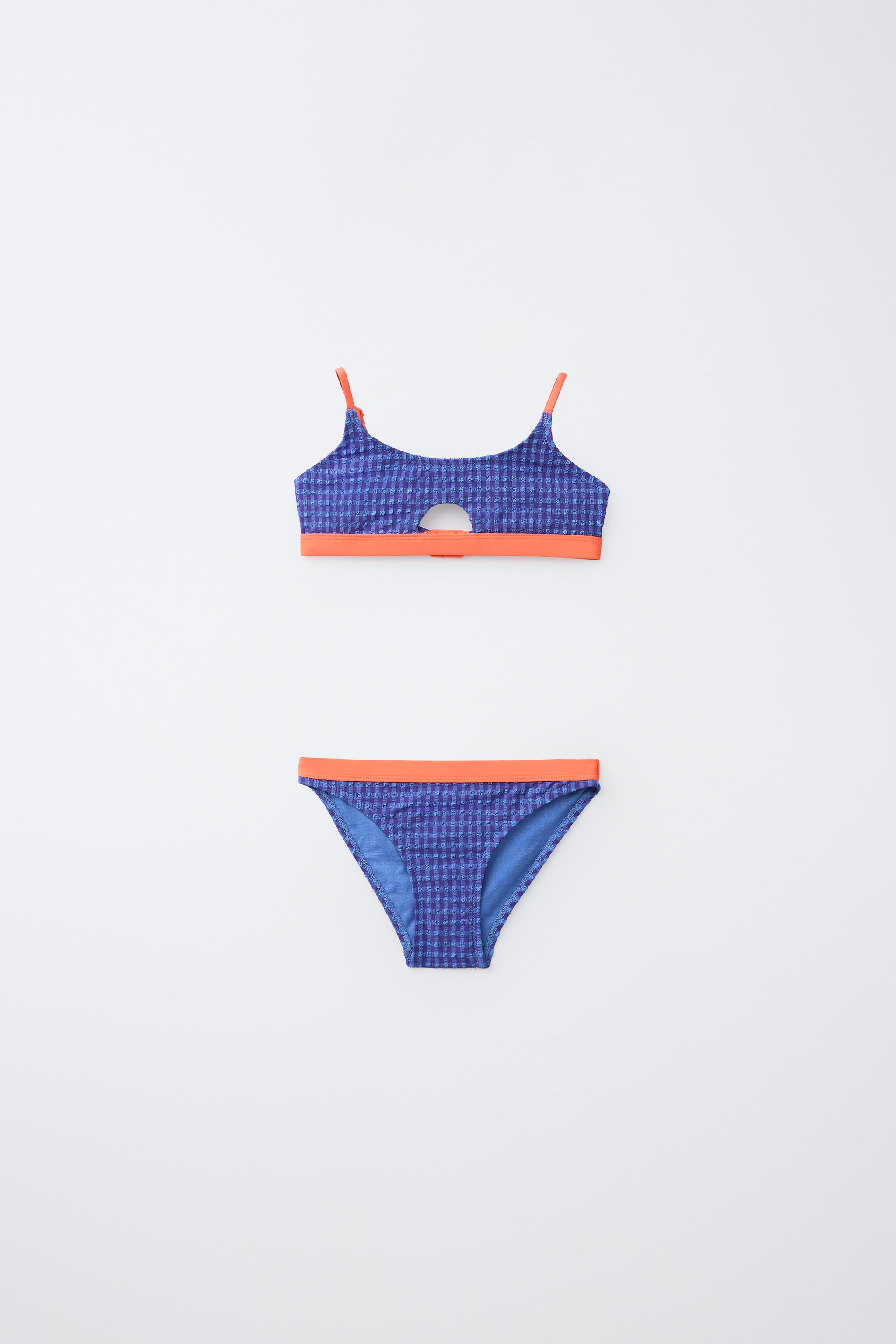6-14 ANS/ BIKINI CARREAUX VICHY LISERÉS CONTRASTE