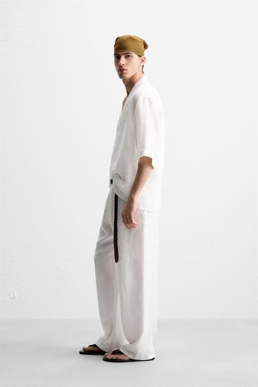 100% LINEN OVERSHIRT - White by Zara