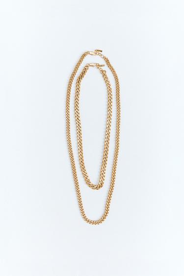 PACK OF 2 CHAIN LINK NECKLACES - Golden by Zara