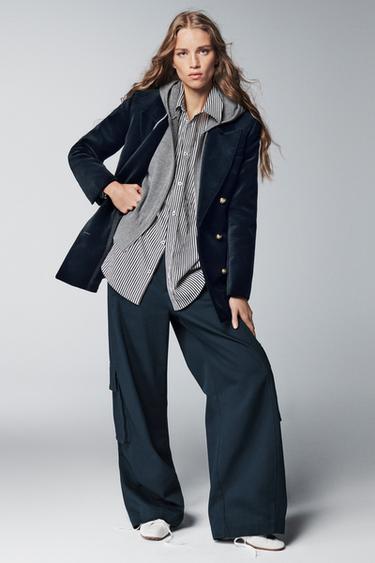 Zara ZW COLLECTION LIMITED EDITION VELVET BLAZER - Blue