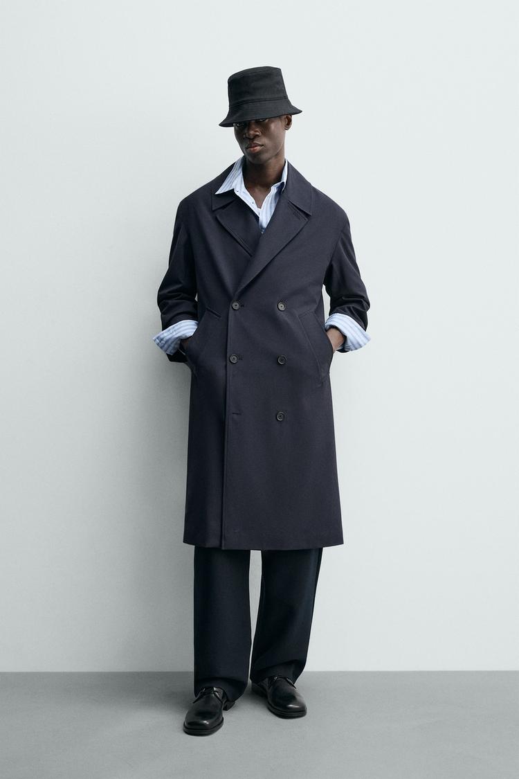 KRUVAZE DÖKÜMLÜ TRENÇKOT