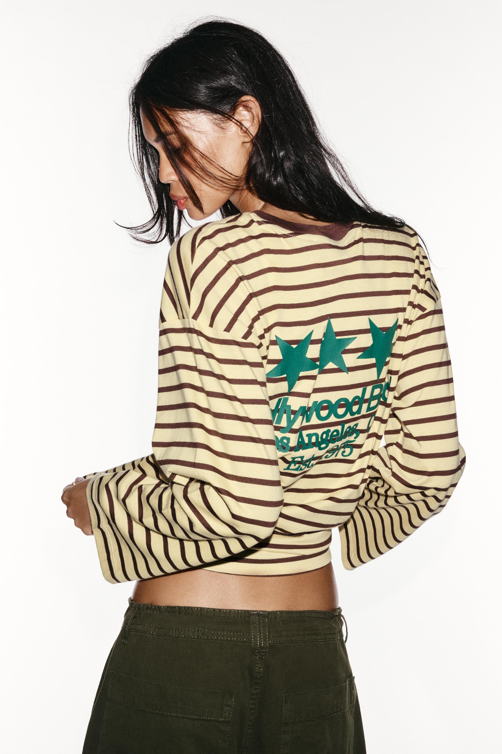 Striped Text T-Shirt by Zara