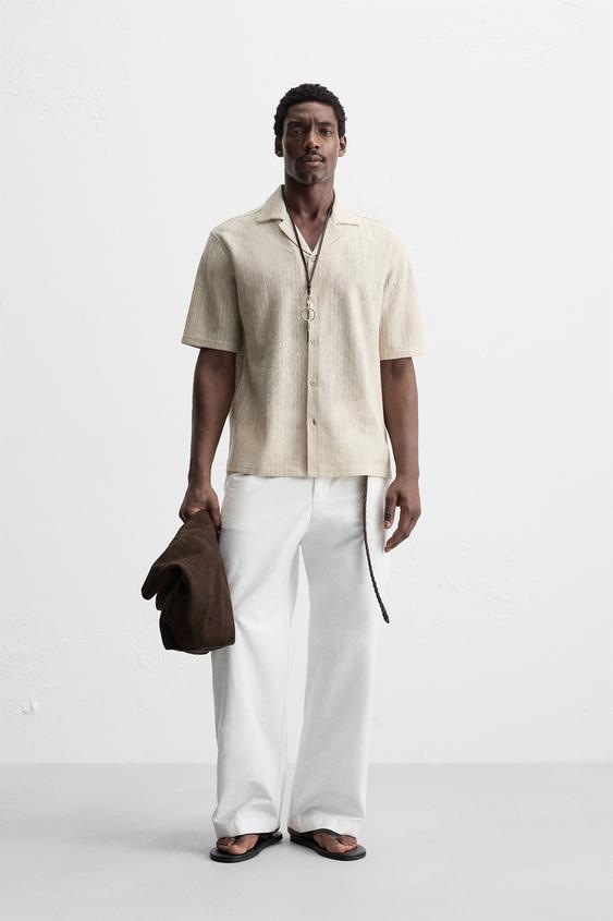 OPEN WEAVE HERRINGBONE SHIRT