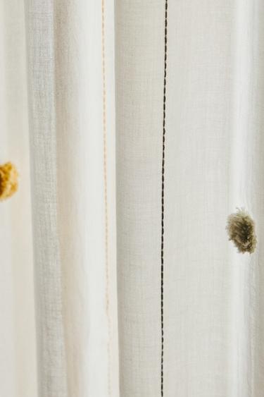 LOW OPACITY CURTAIN WITH POMPOMS - Ecru by Zara - Image 5